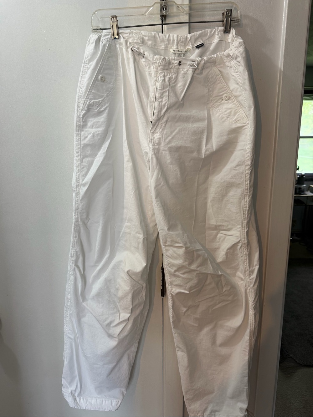 American Eagle Outfitters White Cargo Drawstring Pants